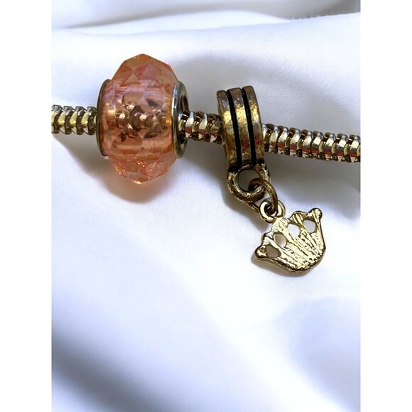 Girls Princess Silver Charm Bracelet With Pink Heart Beads - Picture 4 of 12